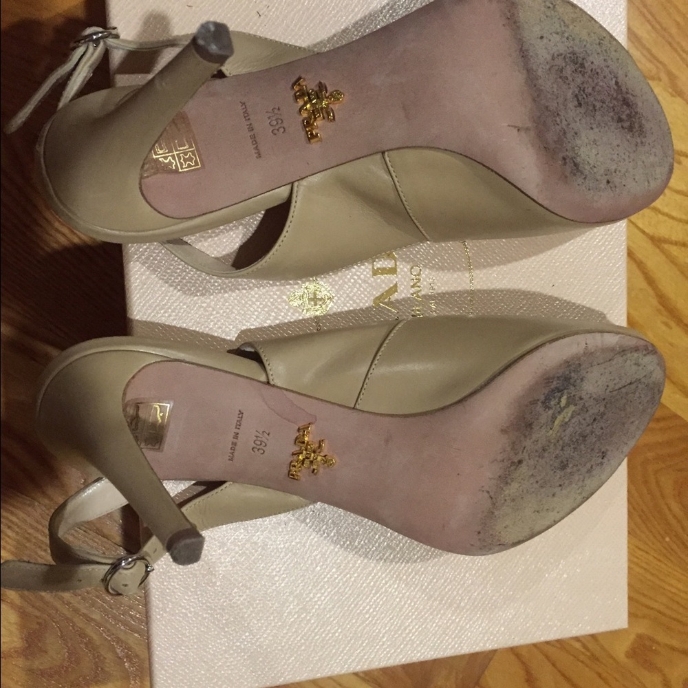 Authentic Prada Peep Toe Sandals In Original box. Worn once - Picture 3 of 4